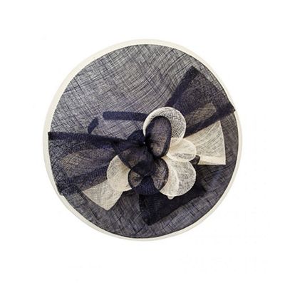 Navy and cream bow detail saucer fascinator